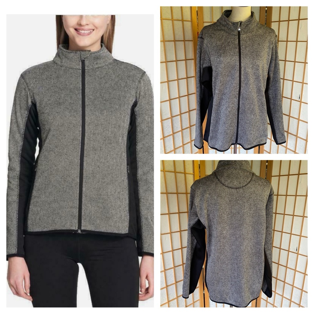 Marc New York Full Zip Knit Jacket Color Blocked Herringbone SZ XXL